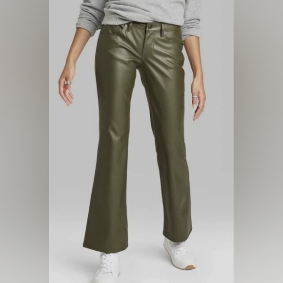 wild fable Denim - Wild Fable Olive Green Faux Leather Bootcut - Size 12